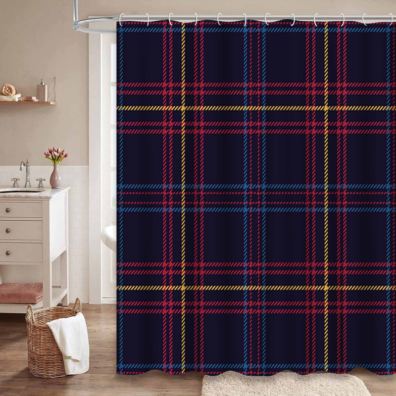 Rideau de douche écossais avec 12 crochets Plaid, L 72 po x l 84 po