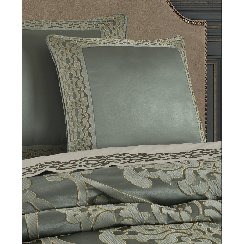 Jade Satin Euro Sham with Delicate Border Design