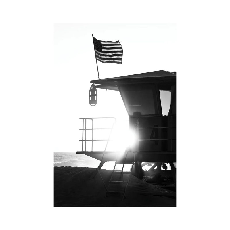 Black California Series - Lifeguard Tower Sunset 1 Piece Wrapped Canvas Wall Art, 66.04 cm H x 45.72 cm W x 3.175 cm D