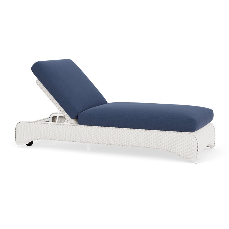 Loom Outdoor Chaise Lounge, White, Beach Navy