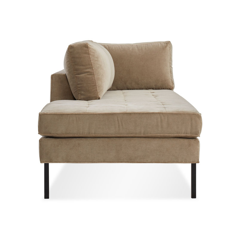 Paramount Chaise Lounge, Sanford Ceramic Crossweave, Stainless Steel, Left Hand Facing