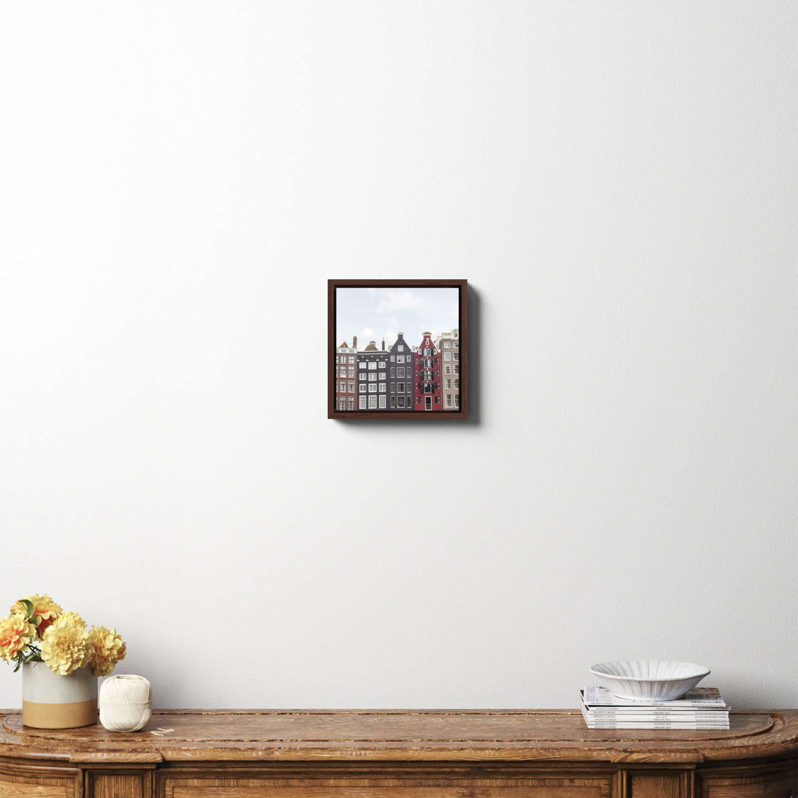 Typical Houses Of Amsterdam, No, 12" H x 12" W x 2" D, Espresso Framed Canvas