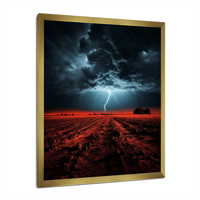 Landrey Orange Storms Thunderous Silence I, reproduction d'art sur toile, H 32 po x l 24 po x P 1 po, Encadrement doré