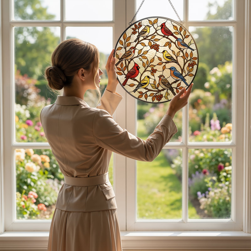 Panneau de vitrail en verre coloré, 7,8 heures, H 7,8 po