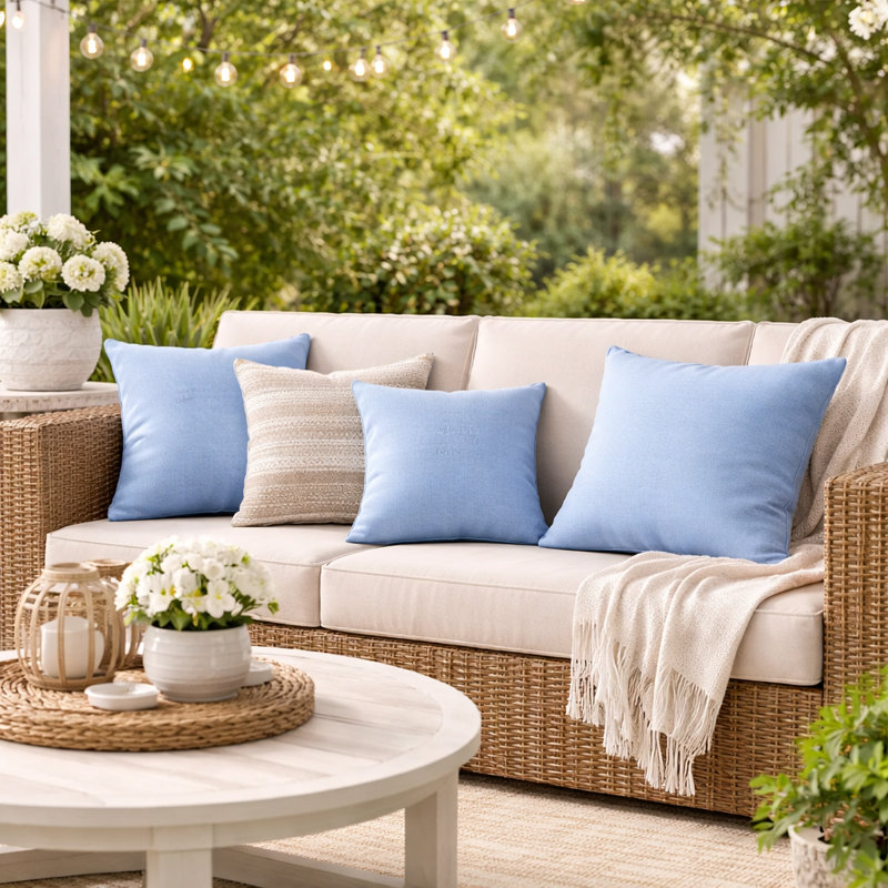 Gabi Sunbrella® Indoor/Outdoor Throw Pillow, Square 24", Cast Ocean Sunbrella® Plainweave