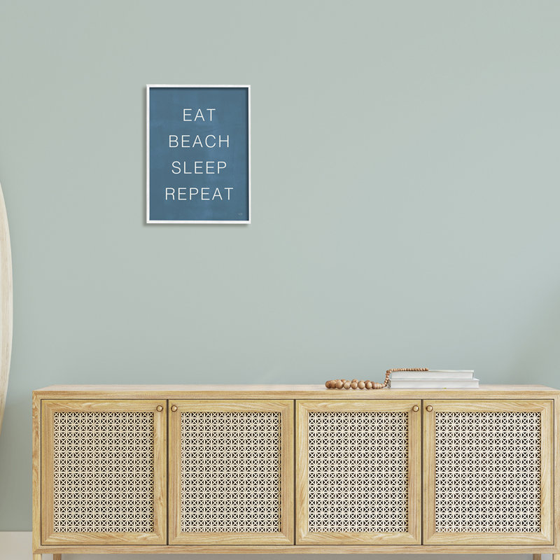 Eat Sleep Beach Répétition, Toile, H 16 po x l 16 po x P 1,5 po