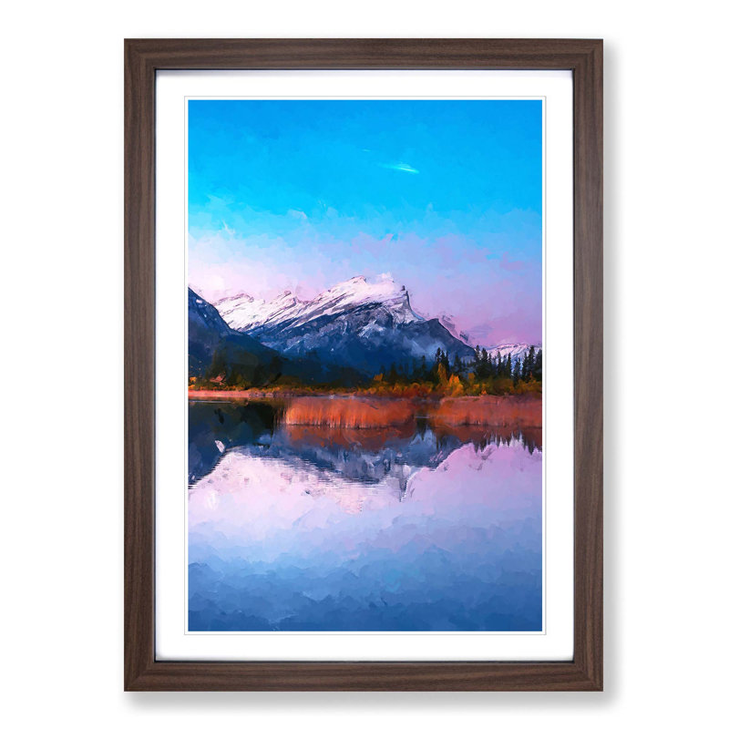 Vermillion Lakes in Banff Canada in Abstract - Picture Frame Graphic Art Print, 91cm H x 60cm W x 2cm D, Walnut