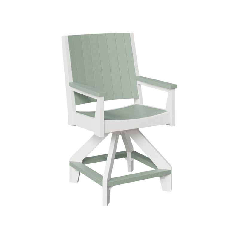 Chaise de comptoir pivotante Berlin, Blanc / Écume de mer