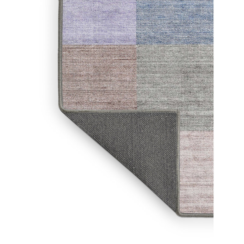 Tapis gris/rose/rouge contemporain, Rectangle 2 pi x 5 pi