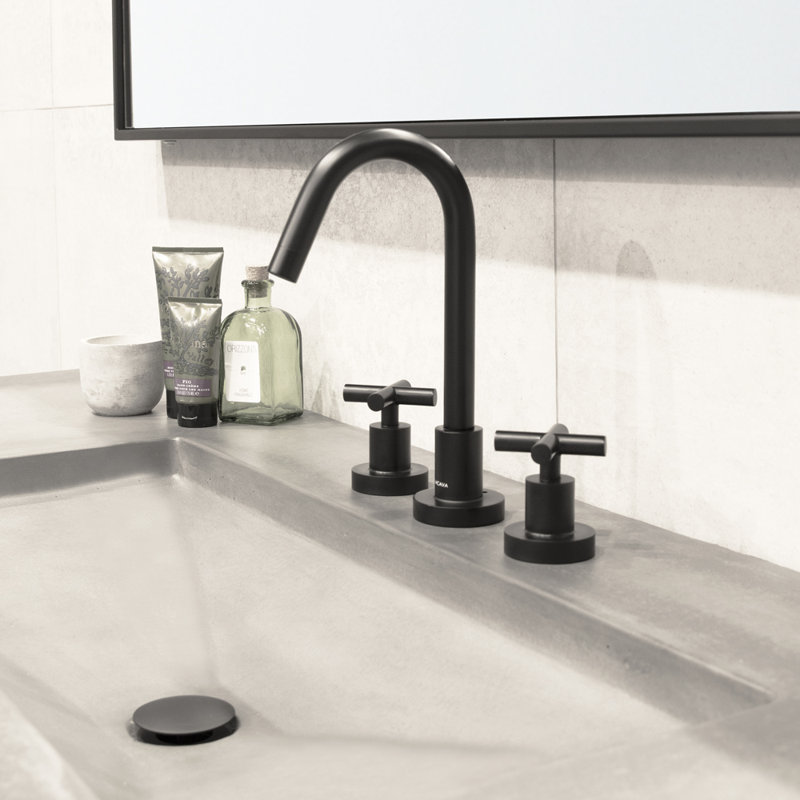 Cigno Widespread Bathroom Faucet with Drain Assembly, Polished Nickel