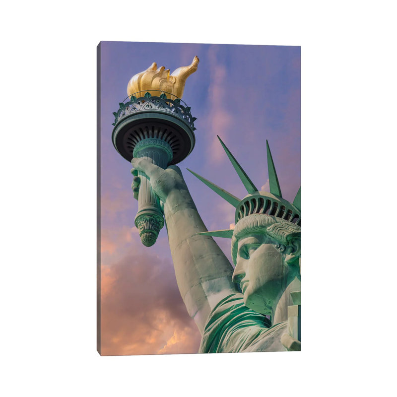 New York City Statue Of Liberty At Sunset by Melanie Viola - Wrapped Canvas Gallery-Wrapped Canvas Giclée