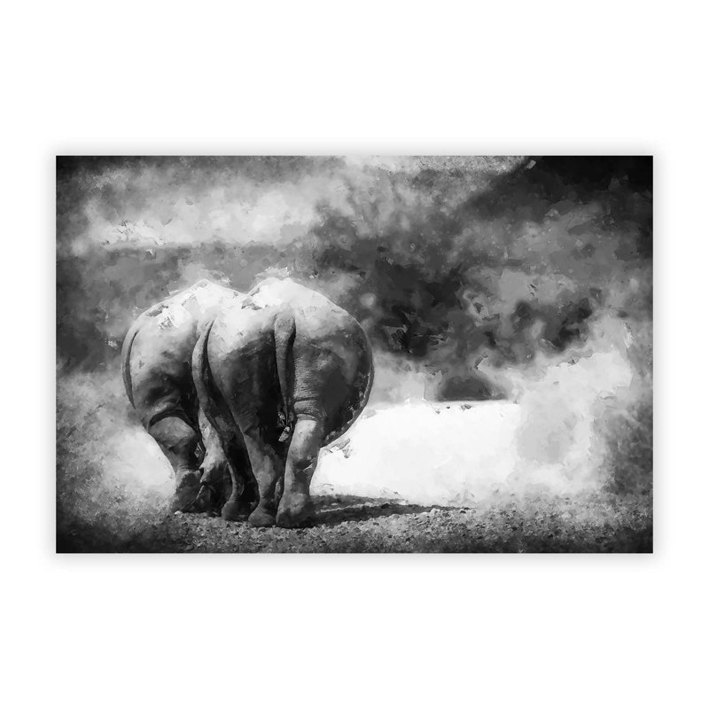 Walking Rhinos - Frameless Print, 21 cm H x 29.7 cm W