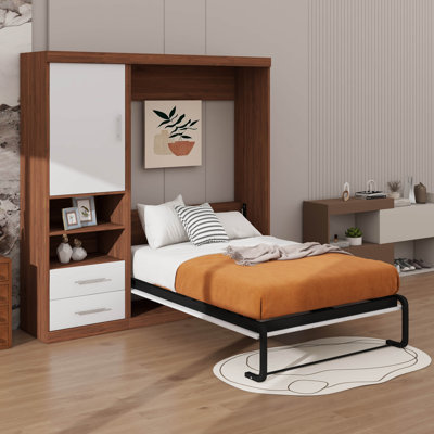 Lit escamotable double avec armoire