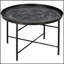 Table basse ronde de 24 po avec plateau martelé, design en métal rétro pour une décoration élégante-1401610888