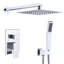Ensemble de robinet de douche mural avec pomme de douche à effet de pluie de 12 po et robinet de douche à main, finition chromée avec valve en laiton brut-130477884