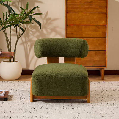 Fauteuil d'appoint en bois massif de 27 po de large avec dossier épais, vert