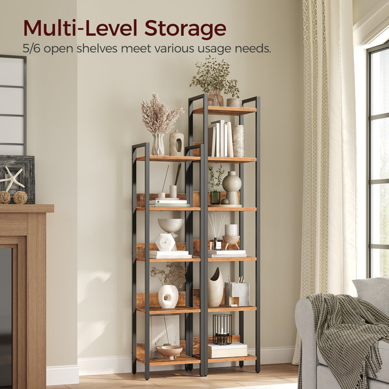  5-Tier 51.6"H x 13"W Bookshelf, Bookcase, Shelves Organizer For Small Spaces, Storage Shelf Organizer, For Living Room, Bedroom, Study, Balcony,Rustic Brown