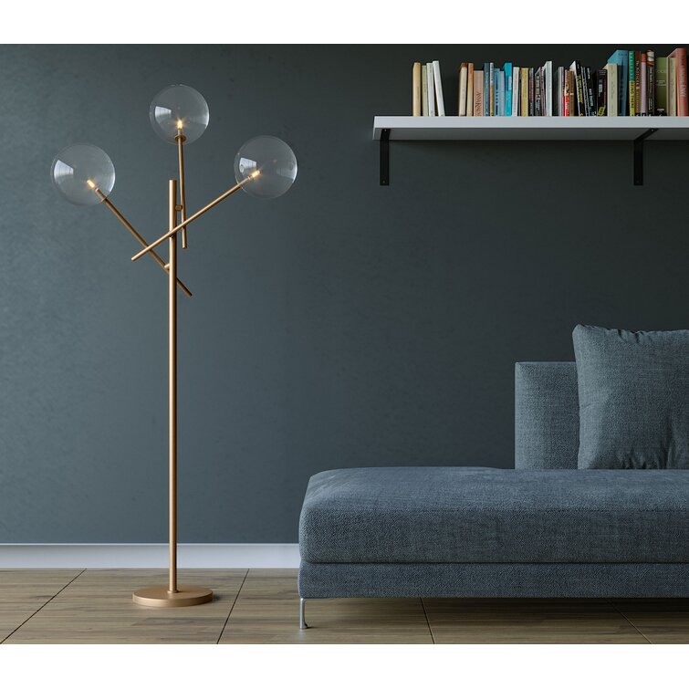 Ottino - aged brass and linen floor lamp, Floor Lamp