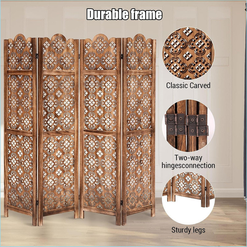 160cm W x 170.2cm H 4 - Panel Folding Room Divider