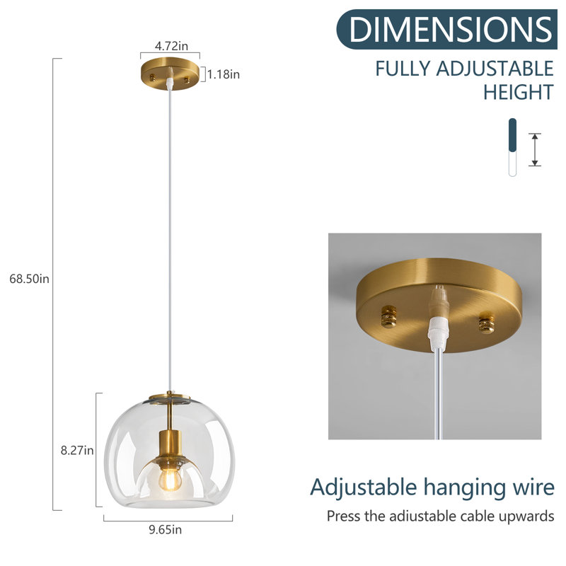 Figen 1 - Light Single Pendant, Clear, Gold