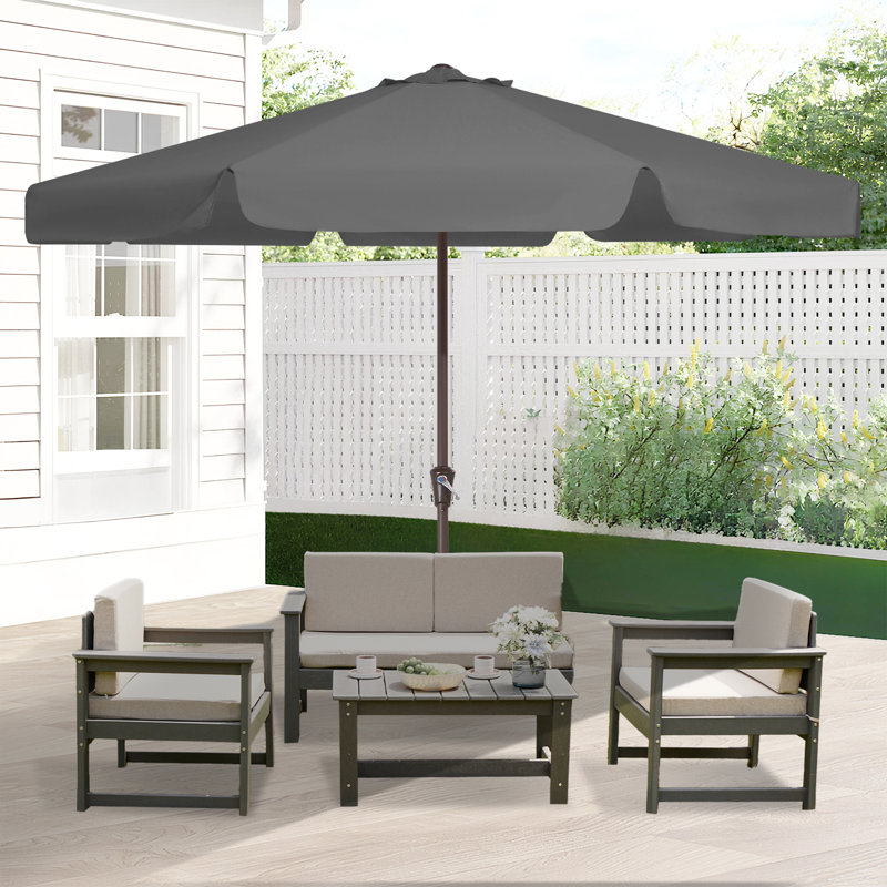 Parasol de marché pour patio extérieur, Gris, H 99,6 po x l 132 po x P 132 po