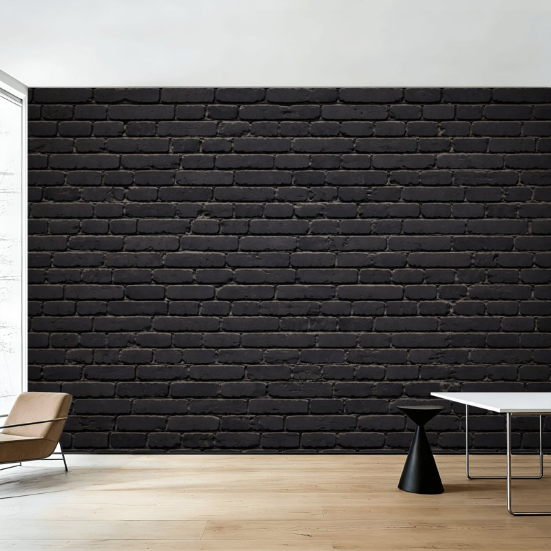 Papier peint auto-adhésif mural en brique noire Peel and Stick, 144" L x 100" W