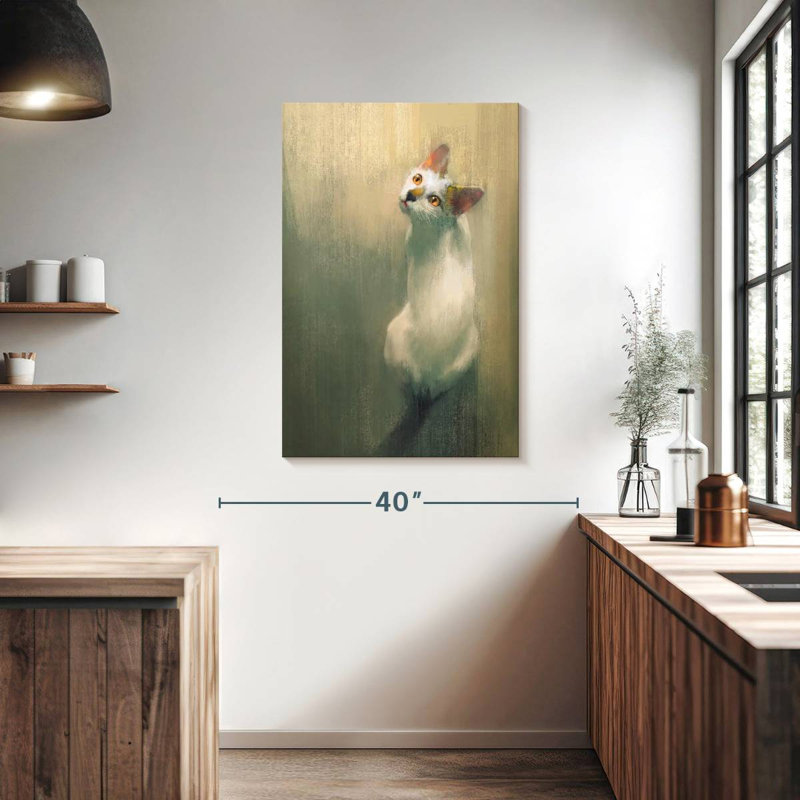 Brampt White Cat, 39" H x 26" W