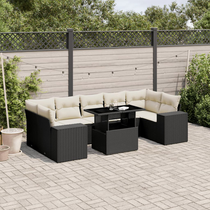 Ensemble de canapé de jardin Vidaxl noir, blanc crème