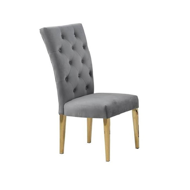 Ensemble de 2 chaises de salle à manger rembourrées Modern, Gris, Doré