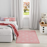 Tapis d'intérieur rose lavable à la machine Arranjeet