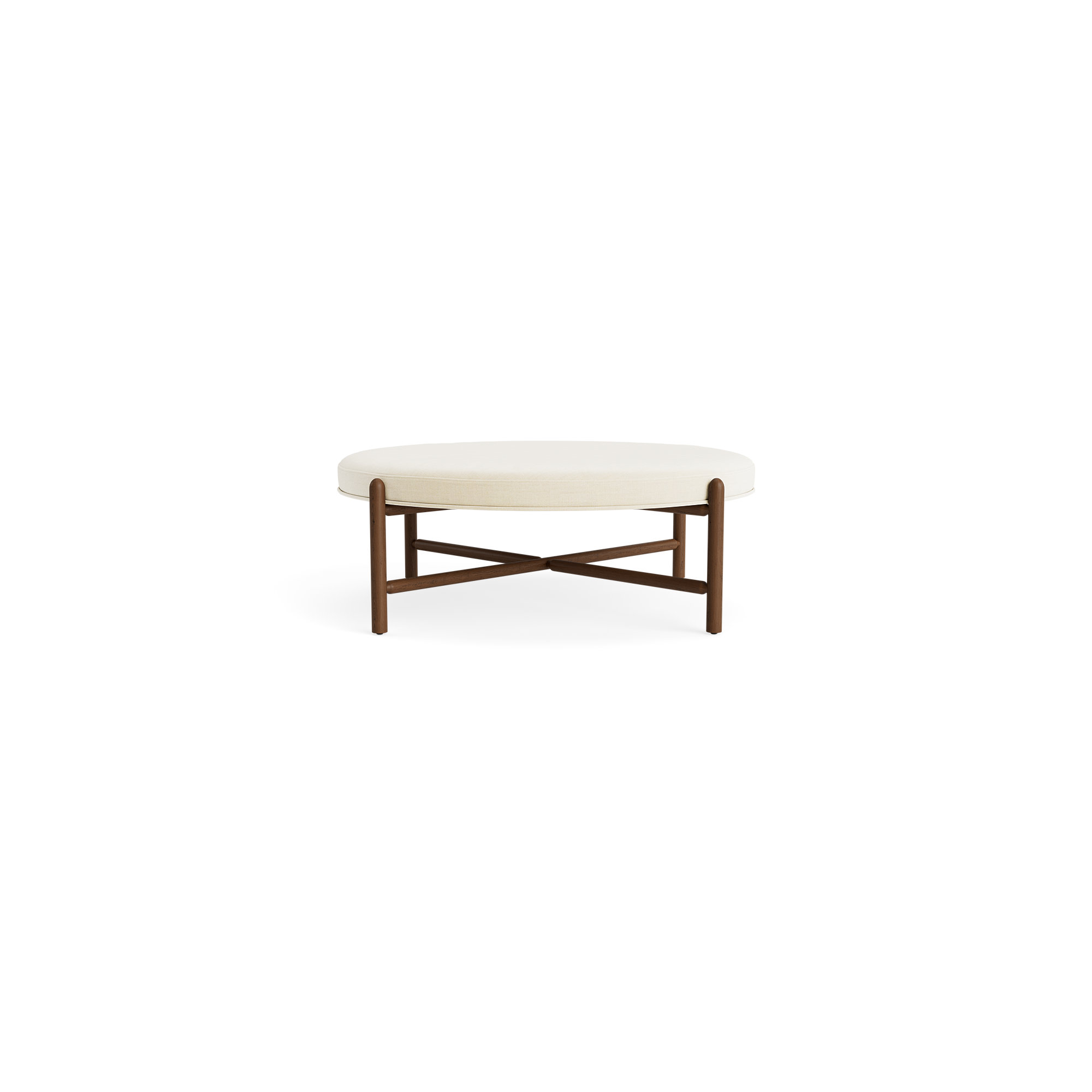 Vane 48" Round Ottoman, Walnut, Cream
