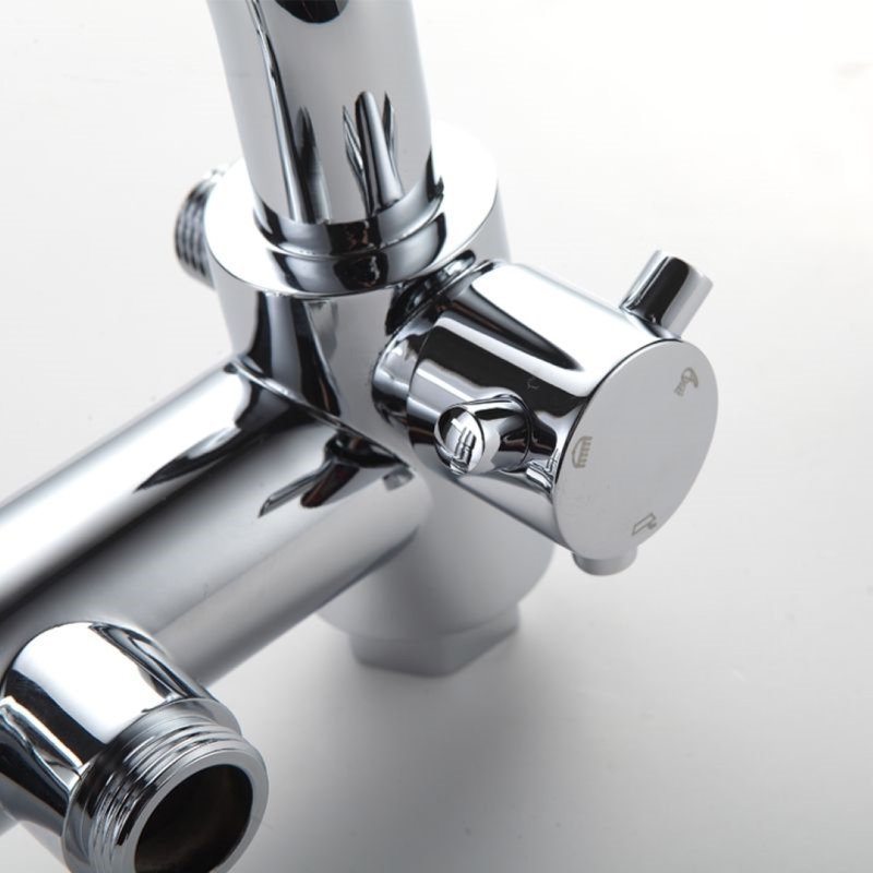 Juno Gleaming Chrome Rainfall Wall Mount Shower Faucet Set with Hand-Held Shower