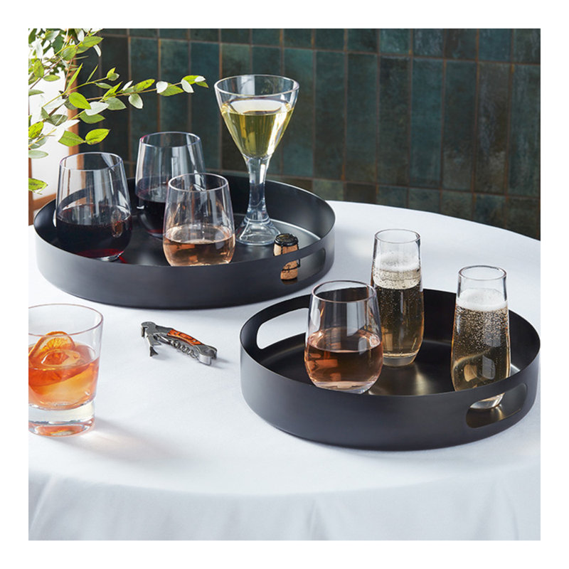 Round Serving Trays, Black