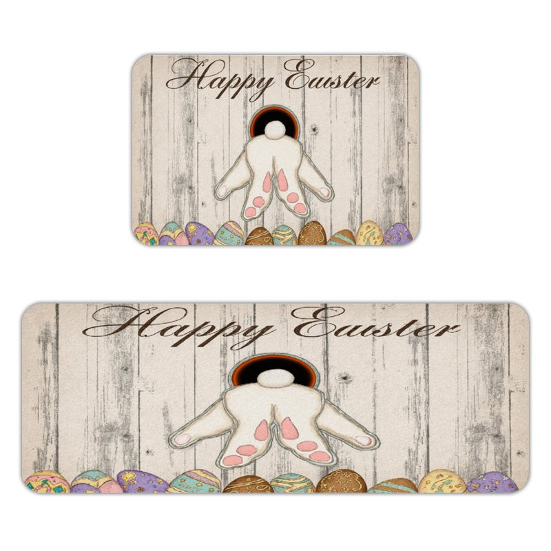 Tapis de lapin et œufs de Pâques, ensemble de 2 tapis de cuisine