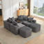 Canapé en U avec chargement USB et sans fil, table basse, conception modulaire mobile, sans assemblage, 6 sièges, velours côtelé-1188786110