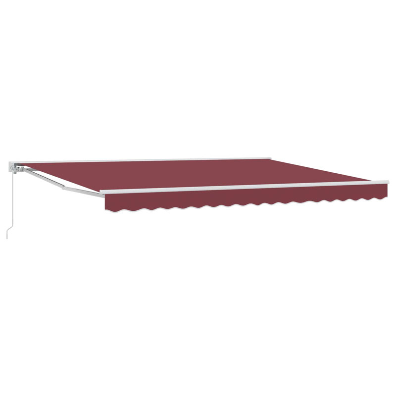VidaXL Polyester Cover Retractable Patio Awning, Burgundy/White, 165cm H x 500cm W x 300cm D