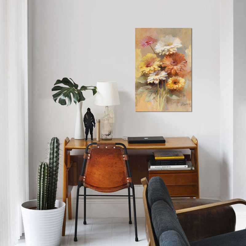 «Floral Bouquet I», reproduction sur toile, H 18 po x l 12 po x P 1,5 po, Pas de tapis, Toile tendue
