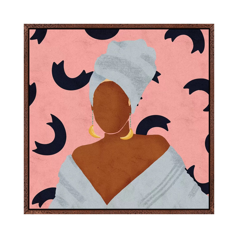 Keisha by Reyna Noriega - Painting on Canvas, Classic Brown Wood Framed Canvas, 93.98 cm H x 93.98 cm W