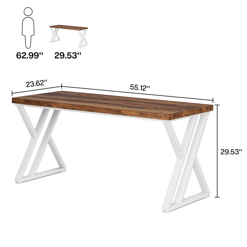 Bureau d'écriture Bricen, Blanc, Noyer