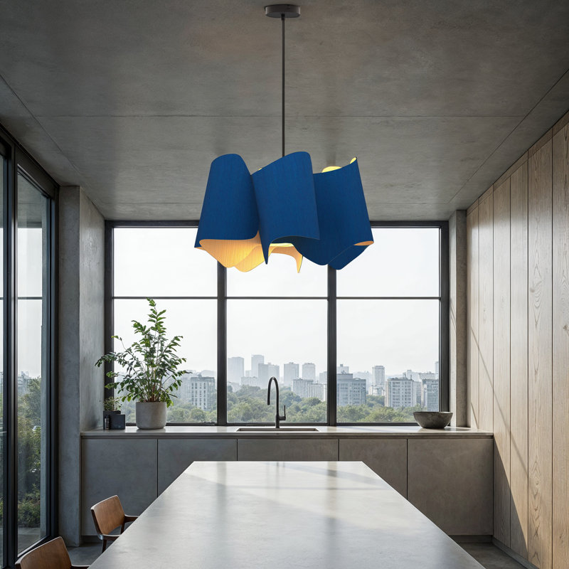 Luminaire suspendu unique à 1 lumière Camila, Bleu