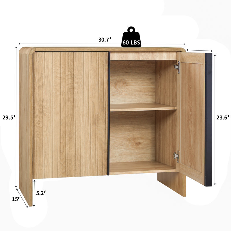 30.7" Fluted 2-Door Accent Cabinet, Yellow