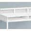 Bureau d'ordinateur contemporain avec tablettes de rangement, stratifié blanc et métal, parfait pour le travail à domicile