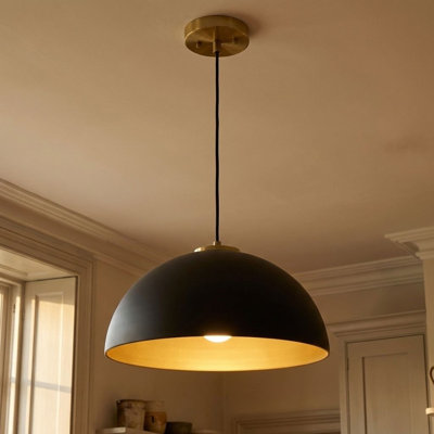 Luminaire à 1 lumière Meromian en noir mat avec laiton naturel