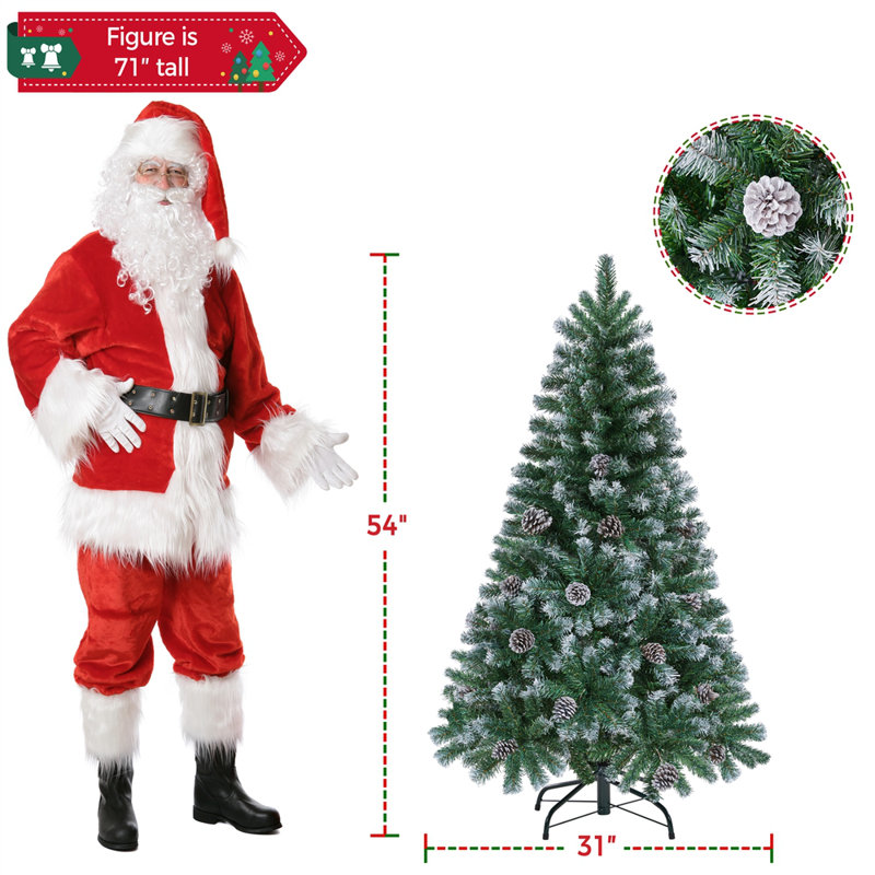 Arbre de Noël artificiel givré décoré de pommes de pin, 4.5', Non pré-éclairé