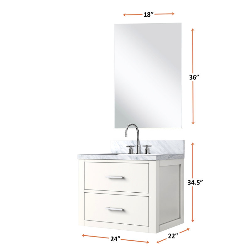 Dessus de meuble-lavabo en bois en bois, robinet, miroir, pièce complète, Blanc, 17"