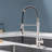 Kitchen Faucet With Pull Down Sprayer Industrial 1 Handle 1 Hole Or 3 Hole Faucet For Farmhouse Camper Laundry Utility Rv Wet Bar Sinks, Stainless Steel, Brushed Nickel-118610653