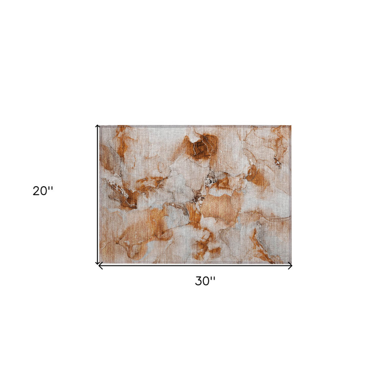 Tapis extérieur lavable antidérapant 2 pi x 3 pi orange et ivoire