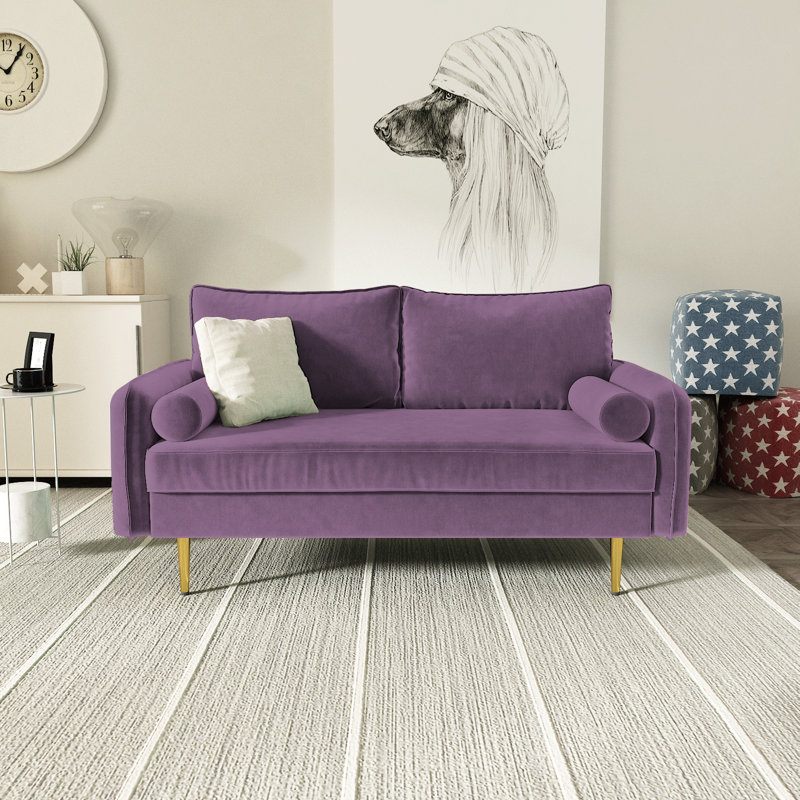 Bombalier 57.9'' Velvet Loveseat, Lavender