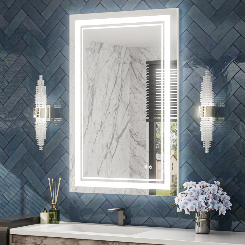 Kaelia LED Lighted Bathroom Vanity Mirror Memory Function Anti-fog Wall Mirror, 24" x 36"
