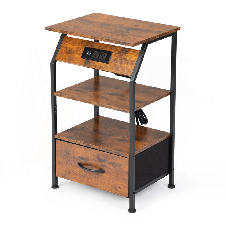 Table de chevet avec station de charge, Brun